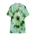 Green And Black Acid Wash Tie Dye Print Cotton Hawaiian Shirt