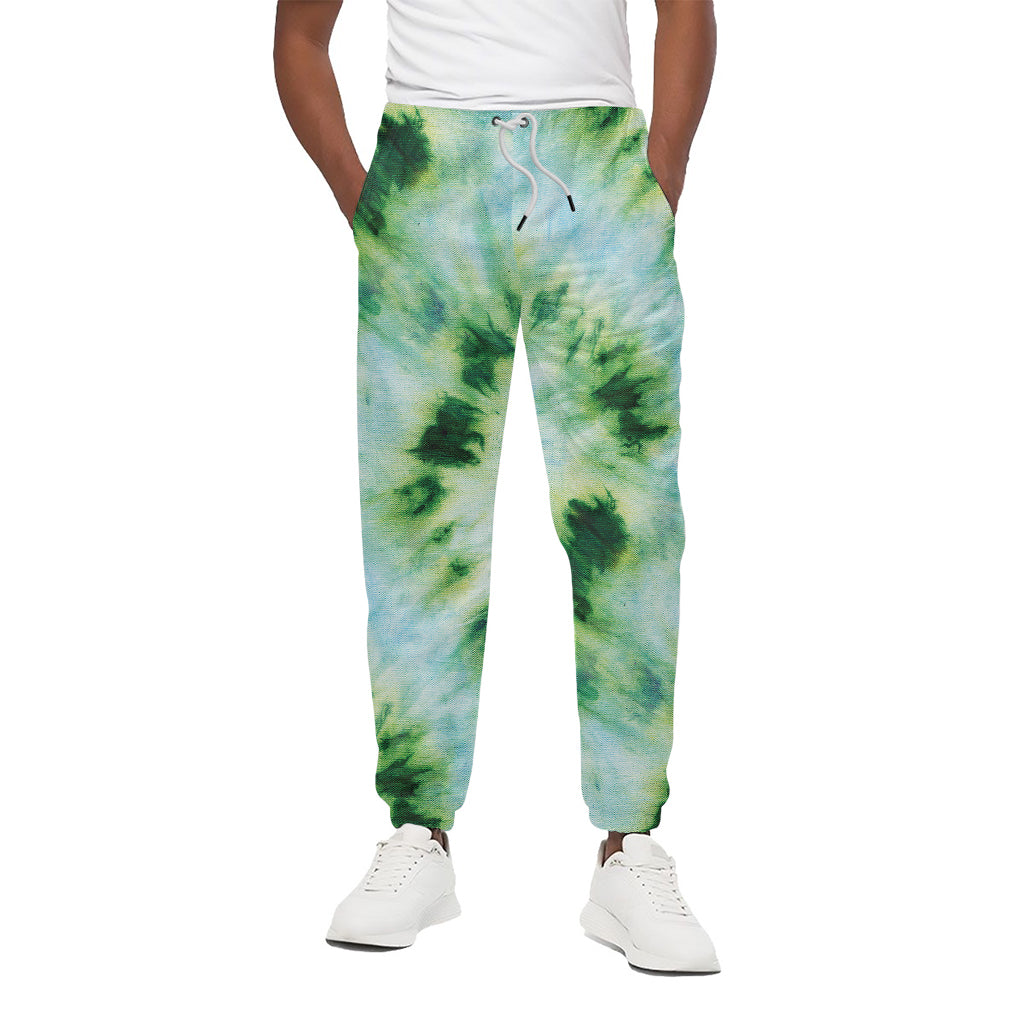 Green And Black Acid Wash Tie Dye Print Cotton Pants