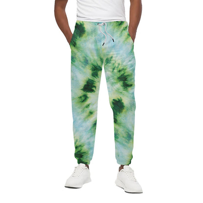 Green And Black Acid Wash Tie Dye Print Cotton Pants
