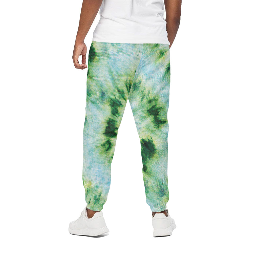 Green And Black Acid Wash Tie Dye Print Cotton Pants