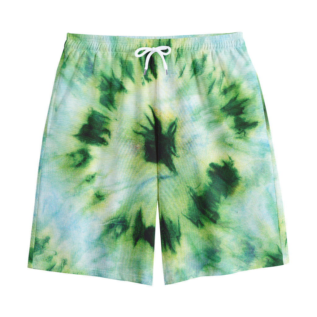 Green And Black Acid Wash Tie Dye Print Cotton Shorts