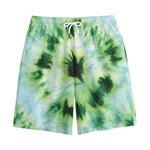 Green And Black Acid Wash Tie Dye Print Cotton Shorts