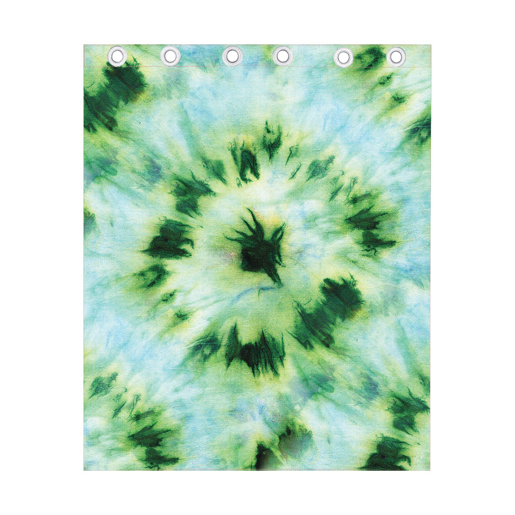 Green And Black Acid Wash Tie Dye Print Curtain