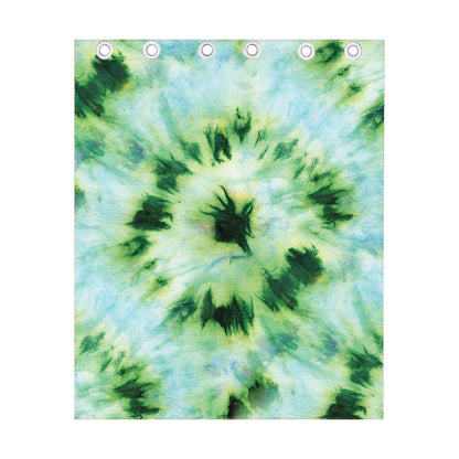 Green And Black Acid Wash Tie Dye Print Curtain