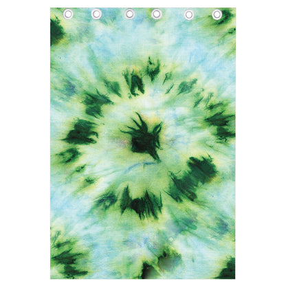 Green And Black Acid Wash Tie Dye Print Curtain