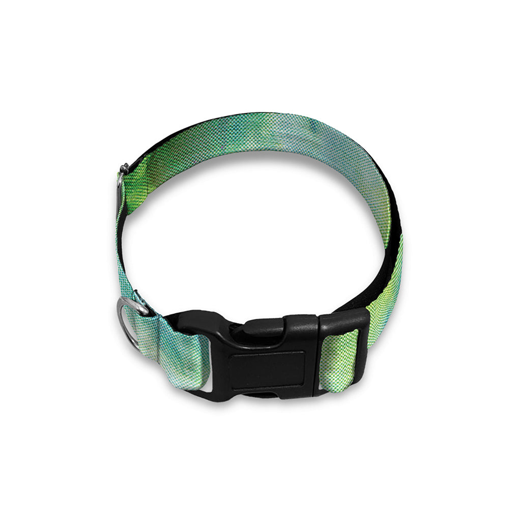 Green And Black Acid Wash Tie Dye Print Dog Collar
