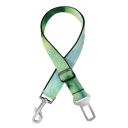 Green And Black Acid Wash Tie Dye Print Dog Seat Belt