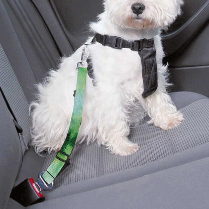Green And Black Acid Wash Tie Dye Print Dog Seat Belt