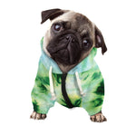 Green And Black Acid Wash Tie Dye Print Dog Zip Up Hoodie