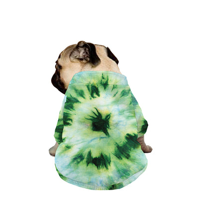 Green And Black Acid Wash Tie Dye Print Dog Zip Up Jacket
