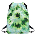 Green And Black Acid Wash Tie Dye Print Drawstring Backpack
