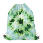 Green And Black Acid Wash Tie Dye Print Drawstring Bag