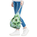 Green And Black Acid Wash Tie Dye Print Drawstring Bag