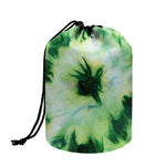 Green And Black Acid Wash Tie Dye Print Drawstring Makeup Bag