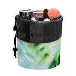 Green And Black Acid Wash Tie Dye Print Drawstring Makeup Bag