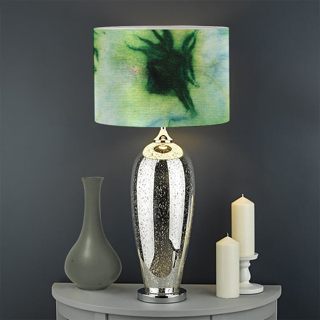 Green And Black Acid Wash Tie Dye Print Drum Lamp Shade