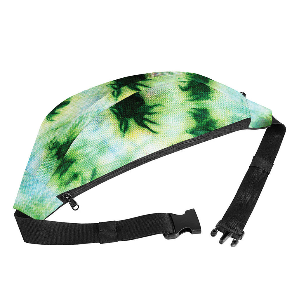 Green And Black Acid Wash Tie Dye Print Fanny Pack