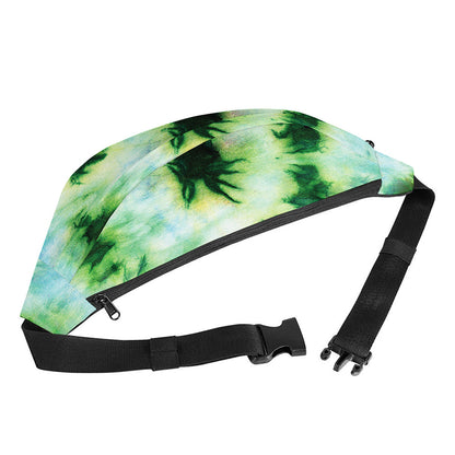 Green And Black Acid Wash Tie Dye Print Fanny Pack