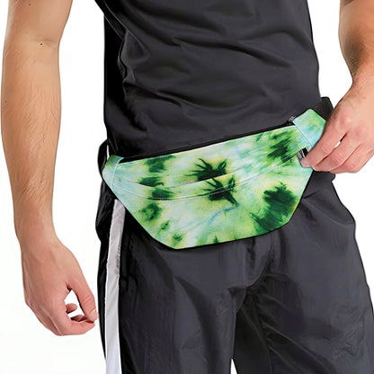 Green And Black Acid Wash Tie Dye Print Fanny Pack
