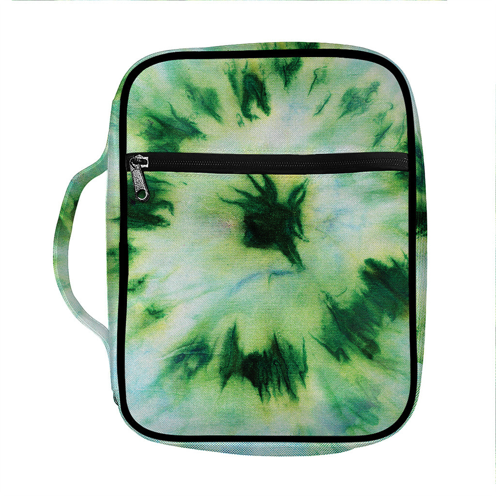 Green And Black Acid Wash Tie Dye Print Front Pocket Bible Bag