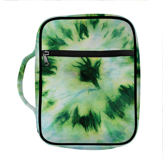 Green And Black Acid Wash Tie Dye Print Front Pocket Bible Bag