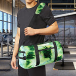 Green And Black Acid Wash Tie Dye Print Gym Bag