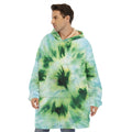 Green And Black Acid Wash Tie Dye Print Hoodie Blanket