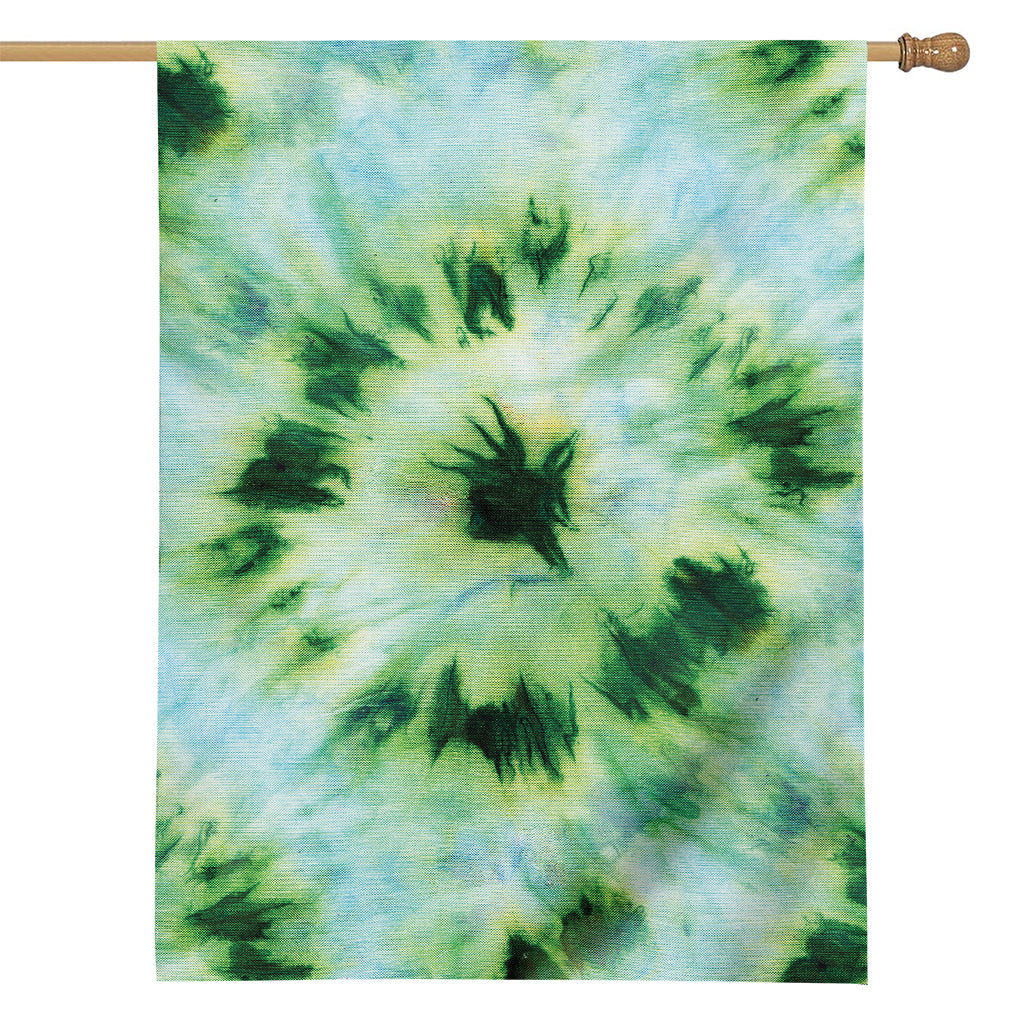 Green And Black Acid Wash Tie Dye Print House Flag