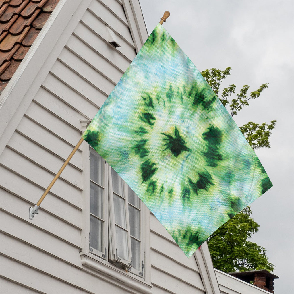 Green And Black Acid Wash Tie Dye Print House Flag