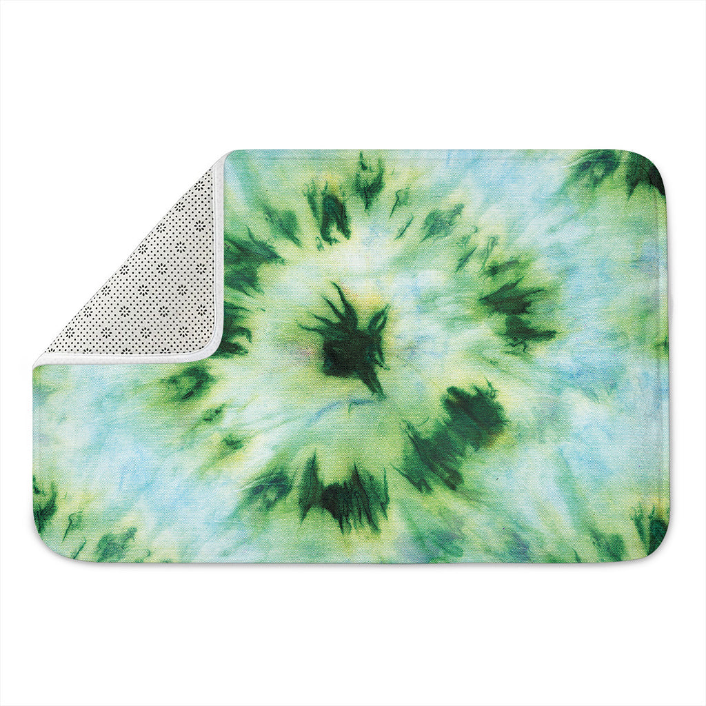 Green And Black Acid Wash Tie Dye Print Indoor Door Mat