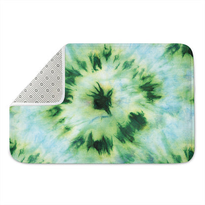 Green And Black Acid Wash Tie Dye Print Indoor Door Mat