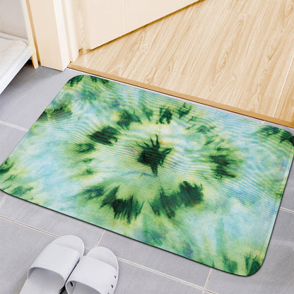 Green And Black Acid Wash Tie Dye Print Indoor Door Mat
