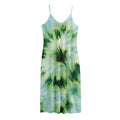 Green And Black Acid Wash Tie Dye Print Jersey Midi Cami Dress