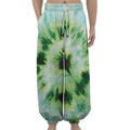 Green And Black Acid Wash Tie Dye Print Lantern Pants