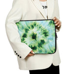 Green And Black Acid Wash Tie Dye Print Laptop Sleeve