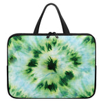 Green And Black Acid Wash Tie Dye Print Laptop Sleeve With Handle