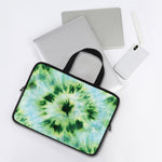 Green And Black Acid Wash Tie Dye Print Laptop Sleeve With Handle