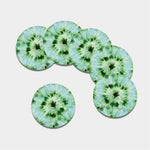 Green And Black Acid Wash Tie Dye Print Leather Coaster Set