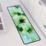Green And Black Acid Wash Tie Dye Print Long Kitchen Mat
