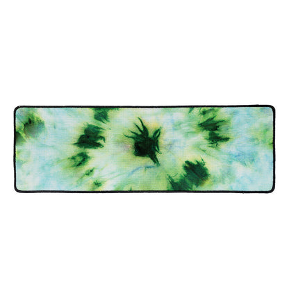 Green And Black Acid Wash Tie Dye Print Long Kitchen Mat