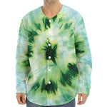 Green And Black Acid Wash Tie Dye Print Long Sleeve Baseball Jersey