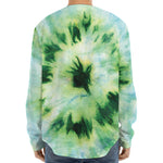 Green And Black Acid Wash Tie Dye Print Long Sleeve Baseball Jersey