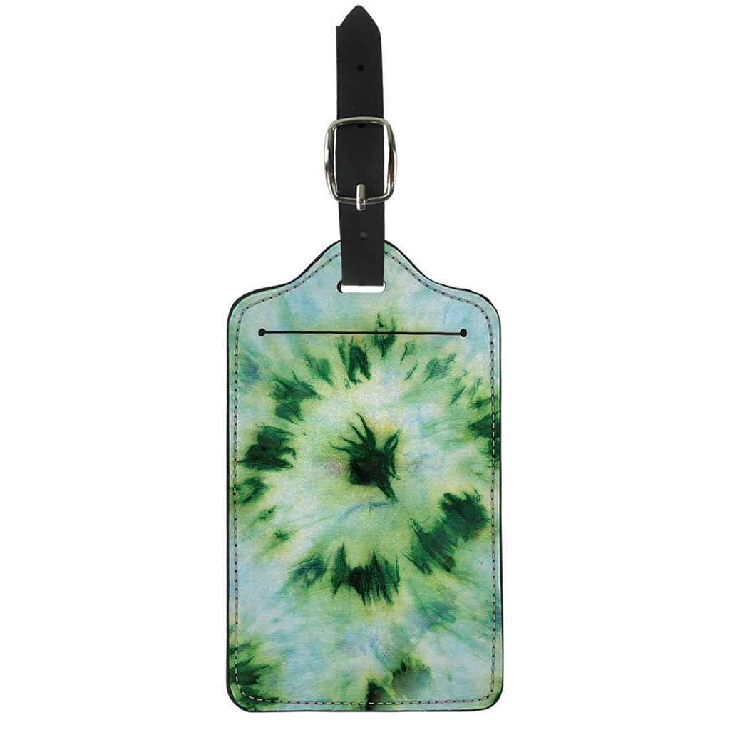 Green And Black Acid Wash Tie Dye Print Luggage Tag