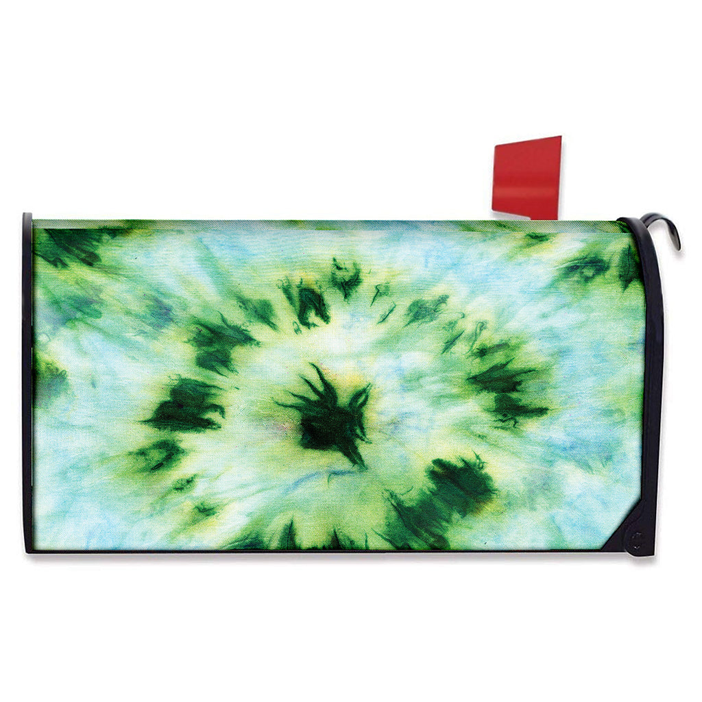 Green And Black Acid Wash Tie Dye Print Mailbox Cover