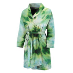 Green And Black Acid Wash Tie Dye Print Men's Bathrobe