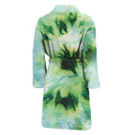 Green And Black Acid Wash Tie Dye Print Men's Bathrobe