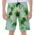 Green And Black Acid Wash Tie Dye Print Men's Beach Shorts