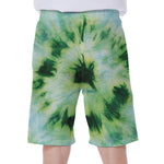 Green And Black Acid Wash Tie Dye Print Men's Beach Shorts