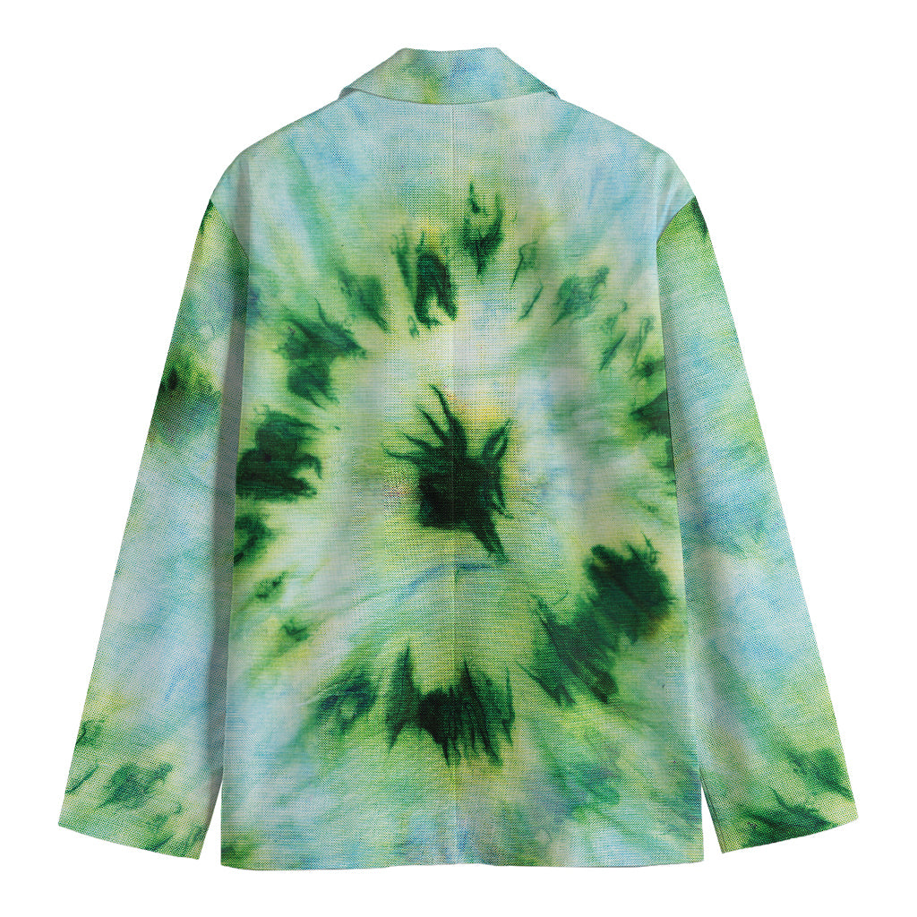 Green And Black Acid Wash Tie Dye Print Men's Blazer