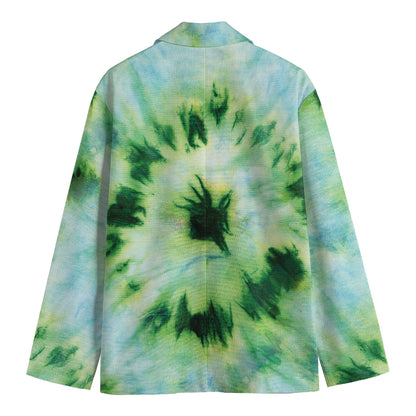 Green And Black Acid Wash Tie Dye Print Men's Blazer
